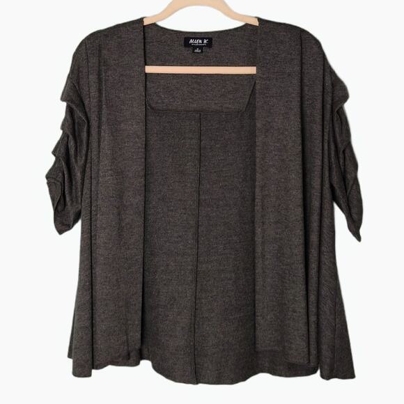 Allen B by Allen Schwartz Womens Gray Open Front Cardigan M Ruffle Sleeve Detail - Picture 1 of 6
